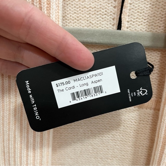 ALLBIRDS The Cardi Long Duster Cardigan 100% Merino Wool Aspen Peach Pink Small - Picture 7 of 12